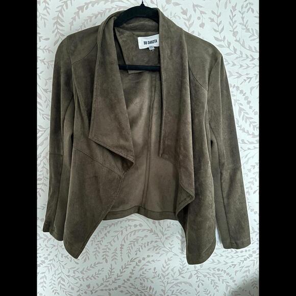 EUC BB Dakota Suede Jacket - XS Olive Green Open Cardigan - Picture 1 of 5